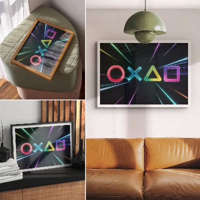 Väggposter Neongeometriska former i rörelse