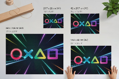 Väggposter Neongeometriska former i rörelse