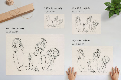 Poster Svarta och vita linjer, delikatess, karaktärernas intimitet