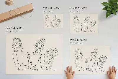 Poster svarta och vita linjer som visar karaktärernas intimitet