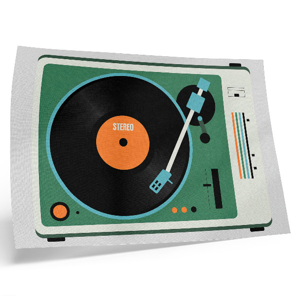 Poster till sovrum Retro grammofon i kontrasterande geometriska färger
