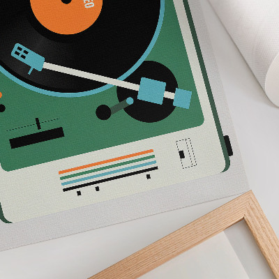 Poster till sovrum Retro grammofon i kontrasterande geometriska färger