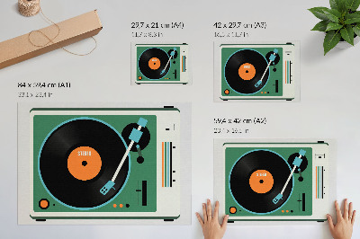 Poster till sovrum Retro grammofon i kontrasterande geometriska färger