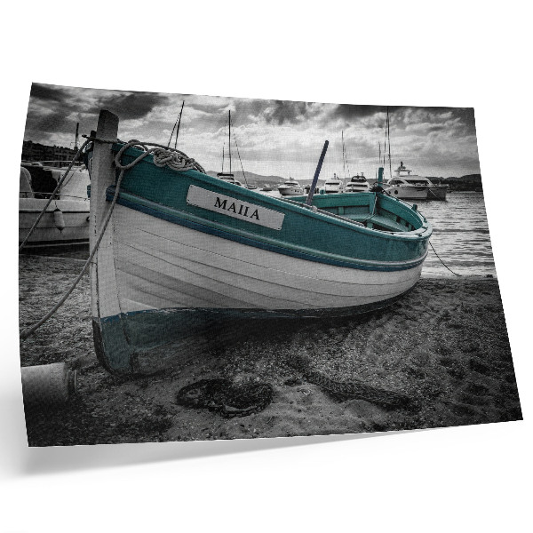 Väggposter Båt på stranden fredsdrömäventyr