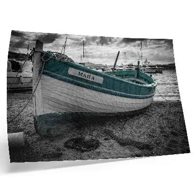 Väggposter med motiv av båt på stranden i fredlig drömäventyrsstil