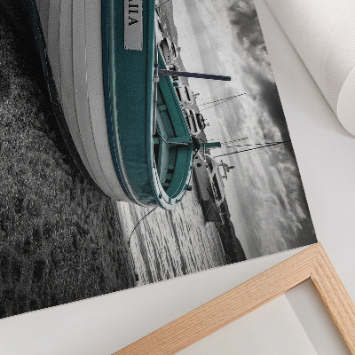 Väggposter Båt på stranden fredsdrömäventyr