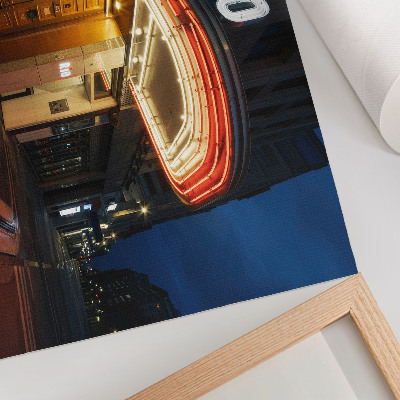 Stilren väggposter Retro bio neonljus röd kräm