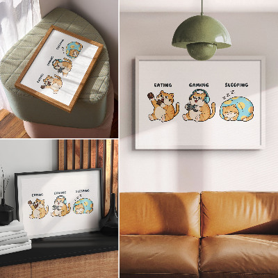 Poster Roliga katter illustrationer söta roliga