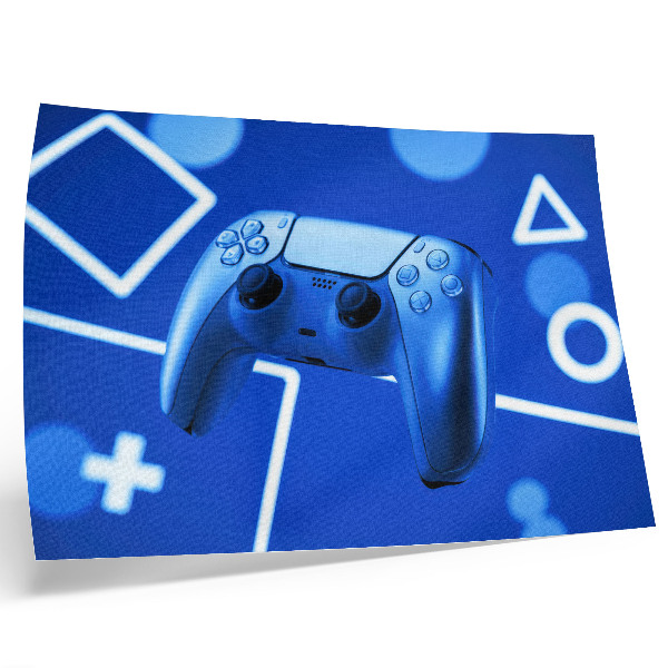 Poster till sovrum Spelkontroll blå geometrisk bakgrund