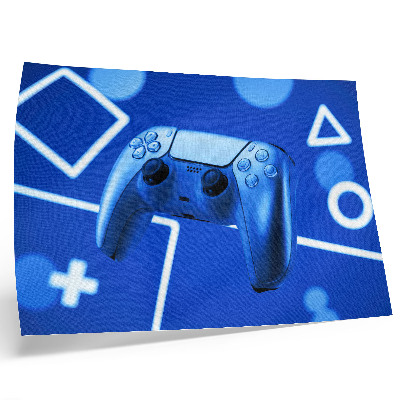 Poster till sovrum Spelkontroll blå geometrisk bakgrund