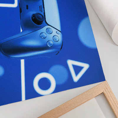Poster till sovrum Spelkontroll blå geometrisk bakgrund