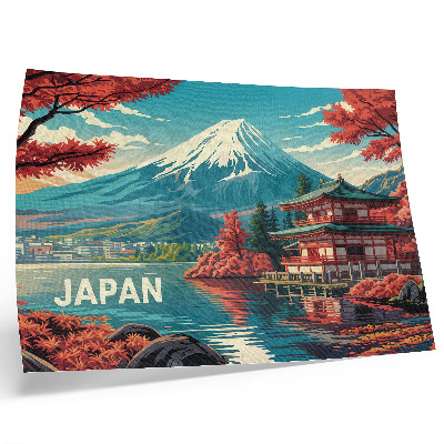 Poster Full av färger sjö berg japansk landskap