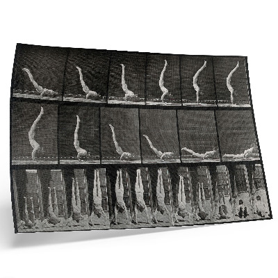 Poster En man stående på händerna från ryggläge. Fototyp efter Eadweard Muybridge, 1887.