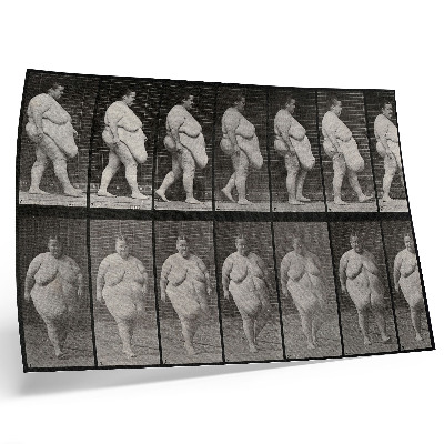Poster till sovrum Överviktig kvinna som går. Fototyp efter Eadweard Muybridge, 1887.
