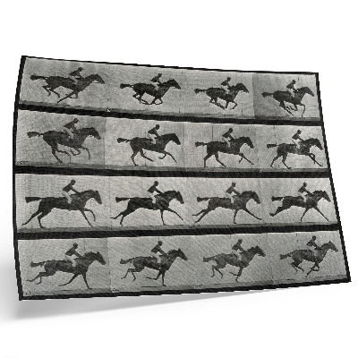 Väggposter Galopperande häst och ryttare. Fototyp efter Eadweard Muybridge, 1887