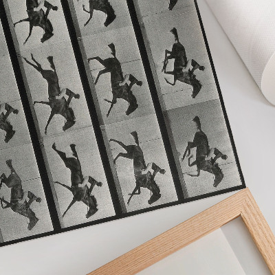 Väggposter Galopperande häst och ryttare. Fototyp efter Eadweard Muybridge, 1887