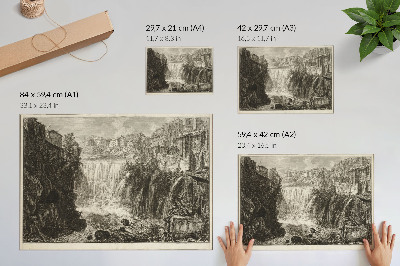 Poster Utsikt över den stora kaskaden i Tivoli, från utsikt över Rom av Giovanni Battista Piranesi