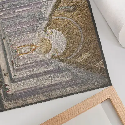 Poster med interiör av Peterskyrkan i Vatikanstaten konstverk av anonym konstnär och Giovanni Battista Piranesi