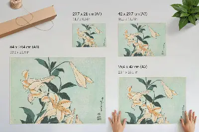 Liljor av Katsushika Hokusai högupplöst poster till sovrum (ca 1833–1834)