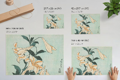 Poster till sovrum Liljor (ca 1833–1834) i hög upplösning av Katsushika Hokusai