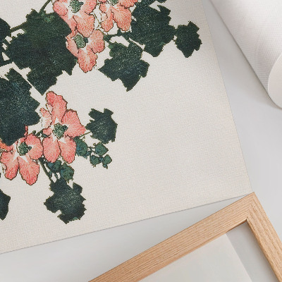 Poster till sovrum Röda rosor och en fågel av Katsushiki Hokusai (1760–1849), japanskt träblockstryck i vintagestil
