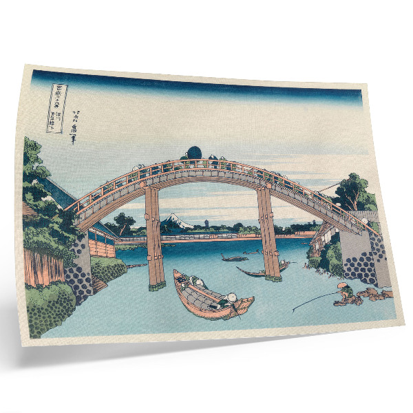 Väggposter Utsikt från under Mannenbashi-bron i Fukagawa, 1985, av Katsushika Hokusai