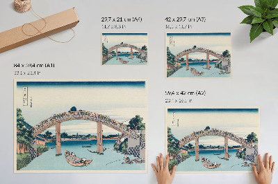 Väggposter Utsikt från under Mannenbashi-bron i Fukagawa, 1985, av Katsushika Hokusai