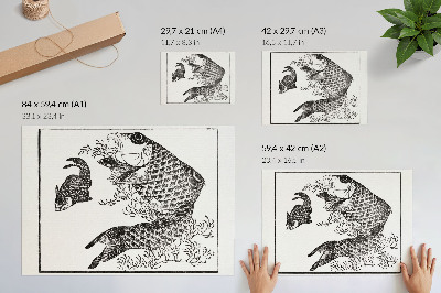 Poster Hokusais karp, en japansk djurillustration
