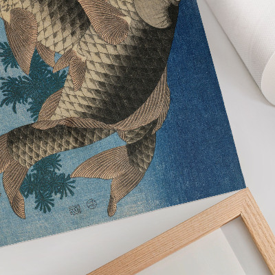 Poster till sovrum Karp som simmar bland sjögräsen (1831) – Japansk illustration av en fisk