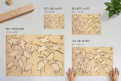 Väggposter med Katsushika Hokusais hägrar från Snabba lektioner i förenklad teckning (1823)
