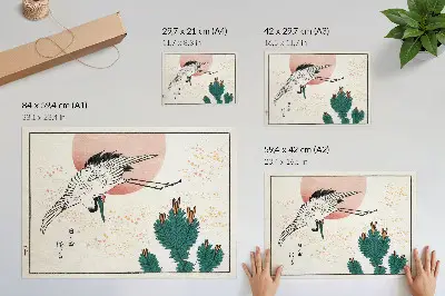 Japanskt träsnitt med tranor (1826–1869) poster till sovrummet
