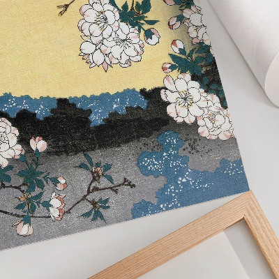 Stilren väggposter Japanska körsbärsblommor (1837) – vintage träblocktryck av Utagawa Hiroshige
