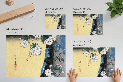 Stilren väggposter Japanska körsbärsblommor (1837) – vintage träblocktryck av Utagawa Hiroshige