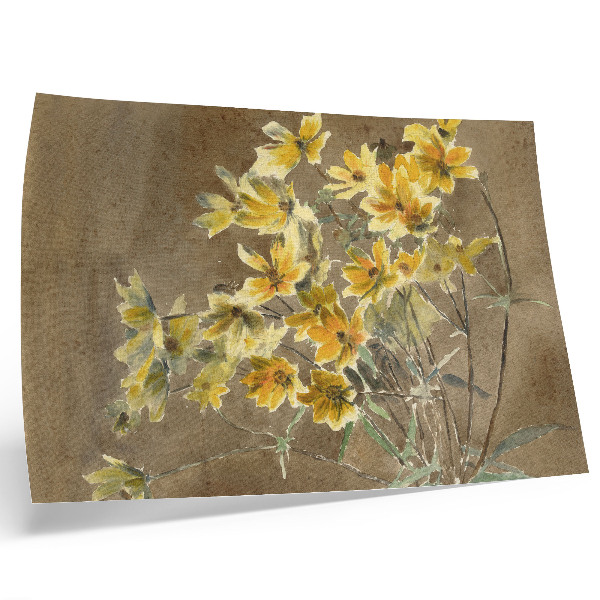 Poster till sovrum Gul blomma med kant (1915) av Hannah Borger Overbeck