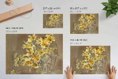 Poster till sovrum Gul blomma med kant (1915) av Hannah Borger Overbeck