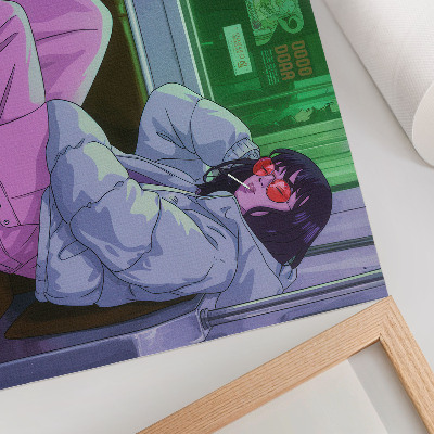 Poster till sovrum Snygg figur på spårvagnen med rosa byxor