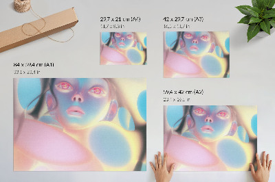 Väggposter Abstrakt porträtt med färgglada former