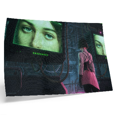 Stilren väggposter Interagera med en digital bild av en kvinna