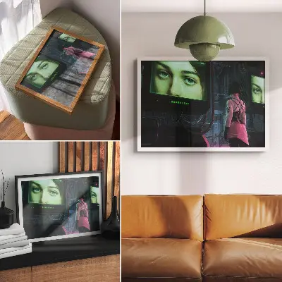 Väggposter kvinna stilren väggposter föreställande en digital bild