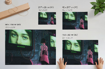 Stilren väggposter Interagera med en digital bild av en kvinna
