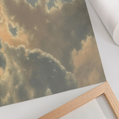 Poster Moln på himlen i nyanser av grått och beige