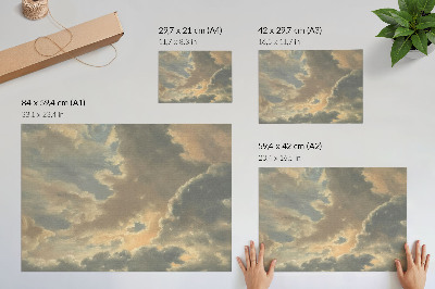 Poster Moln på himlen i nyanser av grått och beige