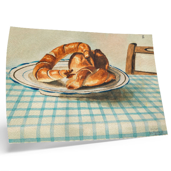 Stilren väggposter Stilleben med en tallrik kaka av Egon Schiele