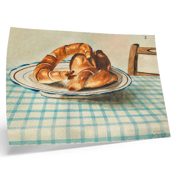 Stilleben med en tallrik kaka av Egon Schiele stilren väggposter