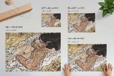 Poster med verket Omfamningen från 1917 av Egon Schiele