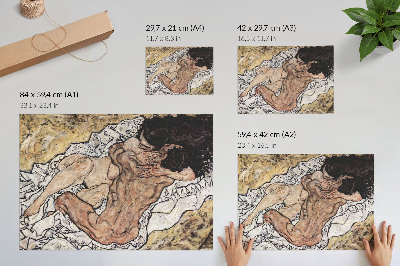 Poster Omfamningen (1917) av Egon Schiele
