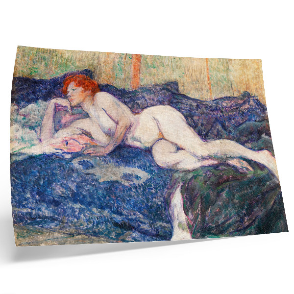 Poster Naken kvinna som visar bröst, erotisk vintagekonst av Henri de Toulouse-Lautrec