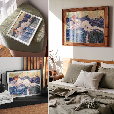 Poster Naken kvinna som visar bröst, erotisk vintagekonst av Henri de Toulouse-Lautrec