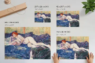 Poster erotisk vintagekonst föreställande naken kvinna av Henri de Toulouse-Lautrec