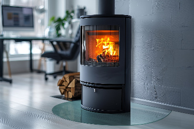Glasskiva under kamin transparent